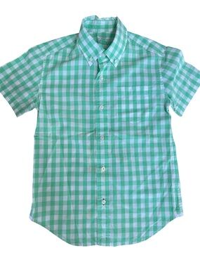 Green and White Gingham Shirt Pocket Detail